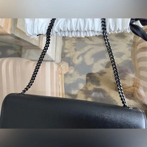 Saint Laurent YSL Medium Grain De Poudre Embossed Leather Black Shoulder Bag - Picture 16 of 16